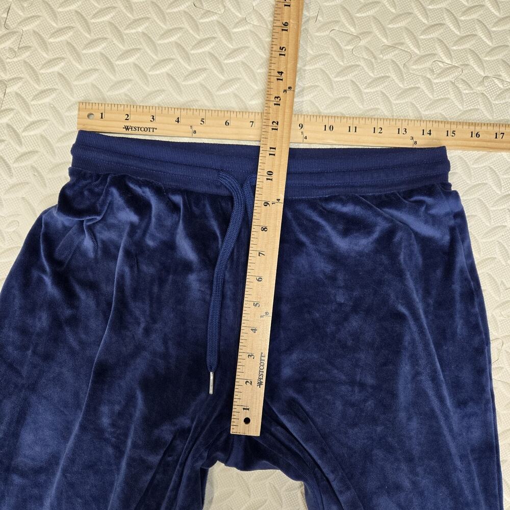 Juicy Couture Velour Pants Womens Medium Blue Straight Leg Crop High Rise Bling‎ - Picture 6 of 9
